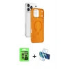 MARSİLYAN™- iPhone 17 Pro Kılıf Ahenk Minimal Serisi - Siyah 3D Antistatik Cam Ekran Koruyucu + Raze Metal Kamera Lens - GI