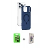 MARSİLYAN™- iPhone 17 Pro Kılıf Ahenk Minimal Serisi - Siyah Bilvis 3D Cam Ekran Koruyucu + Raze Metal Kamera Lens - GS