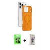 MARSİLYAN™- iPhone 17 Pro Kılıf Ahenk Minimal Serisi - Siyah Bilvis 3D Cam Ekran Koruyucu + Raze Metal Kamera Lens - GS