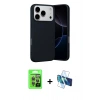 MARSİLYAN™- iPhone 17 Pro Kılıf Ahenk Serisi - Siyah 3D Antistatik Seramik Nano Ekran Koruyucu + Raze Metal Kamera Lens - GI