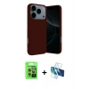 MARSİLYAN™- iPhone 17 Pro Kılıf Ahenk Serisi - Siyah 3D Antistatik Seramik Nano Ekran Koruyucu + Raze Metal Kamera Lens - GI
