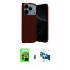 MARSİLYAN™- iPhone 17 Pro Kılıf Ahenk Serisi - Siyah 3D Antistatik Seramik Nano Ekran Koruyucu + Raze Metal Kamera Lens - TU