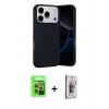 MARSİLYAN™- iPhone 17 Pro Kılıf Ahenk Serisi - Siyah Bilvis 3D Cam Ekran Koruyucu + Raze Metal Kamera Lens - TU