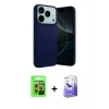 MARSİLYAN™- iPhone 17 Pro Kılıf Ahenk Serisi - Siyah Bilvis 5in1 5D Magic Hayalet Cam Ekran Koruyucu + Raze Metal Kamera Lens - TU