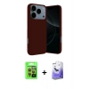 MARSİLYAN™- iPhone 17 Pro Kılıf Ahenk Serisi - Siyah Bilvis 5in1 5D Magic Hayalet Cam Ekran Koruyucu + Raze Metal Kamera Lens - TU