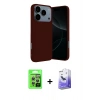 MARSİLYAN™- iPhone 17 Pro Kılıf Ahenk Serisi - Siyah Bilvis 5in1 5D Magic Hayalet Cam Ekran Koruyucu + Raze Metal Kamera Lens - GS