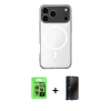 MARSİLYAN™- iPhone 17 Pro Kılıf Ahenk Yansıma Prime - Siyah 3D Antistatik Hayalet Cam Ekran Koruyucu + Raze Metal Kamera Lens - GI