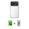 MARSİLYAN™- iPhone 17 Pro Kılıf Ahenk Yansıma Prime - Siyah Bilvis 3D Cam Ekran Koruyucu + Turuncu Raze Metal Kamera Lens