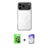 MARSİLYAN™- iPhone 17 Pro Kılıf Ahenk Yansıma Prime - Siyah Bilvis 5in1 3D Magic Cam Ekran Koruyucu + Gümüş Raze Metal Kamera Lens