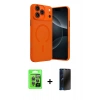 MARSİLYAN™- iPhone 17 Pro Kılıf Çekirdek Klasik Özel Seri - Siyah 3D Antistatik Hayalet Cam Ekran Koruyucu + Raze Metal Kamera Lens - GI