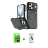 MARSİLYAN™- iPhone 17 Pro Kılıf Çekirdek Klasik - Şeffaf Pasifik Cam Ekran Koruyucu + Raze Metal Kamera Lens - GS