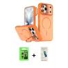 MARSİLYAN™- iPhone 17 Pro Kılıf Çekirdek Klasik - Şeffaf Pasifik Cam Ekran Koruyucu + Raze Metal Kamera Lens - GS
