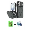 MARSİLYAN™- iPhone 17 Pro Kılıf Çekirdek Klasik - Siyah 3D Antistatik Seramik Nano Ekran Koruyucu + Raze Metal Kamera Lens - TU