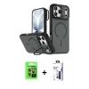 MARSİLYAN™- iPhone 17 Pro Kılıf Çekirdek Klasik - Siyah Bilvis 3X AR Hayalet Cam Ekran Koruyucu + Raze Metal Kamera Lens - GI
