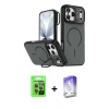 MARSİLYAN™- iPhone 17 Pro Kılıf Çekirdek Klasik - Siyah Bilvis 5in1 3D Magic Cam Ekran Koruyucu + Raze Metal Kamera Lens - GI