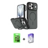 MARSİLYAN™- iPhone 17 Pro Kılıf Çekirdek Klasik - Siyah Bilvis 5in1 3D Magic Cam Ekran Koruyucu + Raze Metal Kamera Lens - GS