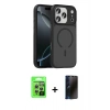 MARSİLYAN™- iPhone 17 Pro Kılıf Doruk Form Serisi - Siyah 3D Antistatik Hayalet Cam Ekran Koruyucu + Raze Metal Kamera Lens - GS