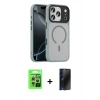 MARSİLYAN™- iPhone 17 Pro Kılıf Doruk Form Serisi - Siyah 3D Antistatik Hayalet Cam Ekran Koruyucu + Raze Metal Kamera Lens - GS