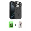 MARSİLYAN™- iPhone 17 Pro Kılıf Doruk Form Serisi - Siyah Bilvis 3D Cam Ekran Koruyucu + Raze Metal Kamera Lens - GS