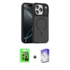 MARSİLYAN™- iPhone 17 Pro Kılıf Doruk Form Serisi - Siyah Bilvis 5in1 3D Magic Cam Ekran Koruyucu + Raze Metal Kamera Lens - GI