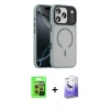 MARSİLYAN™- iPhone 17 Pro Kılıf Doruk Form Serisi - Siyah Bilvis 5in1 5D Magic Hayalet Cam Ekran Koruyucu + Raze Metal Kamera Lens - TU