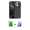 MARSİLYAN™- iPhone 17 Pro Kılıf Doruk Form Serisi - Siyah Bilvis 5in1 5D Magic Hayalet Cam Ekran Koruyucu + Raze Metal Kamera Lens - GI