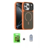 MARSİLYAN™- iPhone 17 Pro Kılıf Doruk Form Serisi - Siyah Joko Magic 5D Cam + Turuncu Raze Metal Kamera Lens