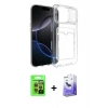 MARSİLYAN™- iPhone 17 Pro Kılıf Doruk Klasik Koleksiyonu - Siyah Bilvis 5in1 5D Magic Hayalet Cam Ekran Koruyucu + Raze Metal Kamera Lens - TU