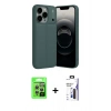 MARSİLYAN™- iPhone 17 Pro Kılıf Doruk Klasik Özel Seri - Siyah Bilvis 3X AR Hayalet Cam Ekran Koruyucu + Raze Metal Kamera Lens - GS