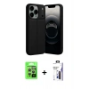 MARSİLYAN™- iPhone 17 Pro Kılıf Doruk Klasik Özel Seri - Siyah Bilvis 3X AR Hayalet Cam Ekran Koruyucu + Raze Metal Kamera Lens - GS