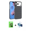 MARSİLYAN™- iPhone 17 Pro Kılıf Doruk Serisi - Siyah 3D Antistatik Seramik Nano Ekran Koruyucu + Raze Metal Kamera Lens - GS