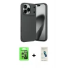 MARSİLYAN™- iPhone 17 Pro Kılıf Eksen Form Prime - Şeffaf Pasifik Cam Ekran Koruyucu + Raze Metal Kamera Lens - GS