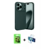 MARSİLYAN™- iPhone 17 Pro Kılıf Eksen Form Prime - Siyah 3D Antistatik Cam Ekran Koruyucu + Raze Metal Kamera Lens - TU