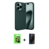 MARSİLYAN™- iPhone 17 Pro Kılıf Eksen Form Prime - Siyah 3D Antistatik Hayalet Cam Ekran Koruyucu + Raze Metal Kamera Lens - TU