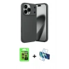 MARSİLYAN™- iPhone 17 Pro Kılıf Eksen Form Prime - Siyah 3D Antistatik Seramik Nano Ekran Koruyucu + Raze Metal Kamera Lens - TU