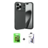 MARSİLYAN™- iPhone 17 Pro Kılıf Eksen Form Prime - Siyah Bilvis 3X AR Hayalet Cam Ekran Koruyucu + Raze Metal Kamera Lens - TU
