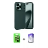 MARSİLYAN™- iPhone 17 Pro Kılıf Eksen Form Prime - Siyah Bilvis 5in1 3D Magic Cam Ekran Koruyucu + Gümüş Raze Metal Kamera Lens
