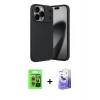 MARSİLYAN™- iPhone 17 Pro Kılıf Eksen Form Prime - Siyah Bilvis 5in1 5D Magic Hayalet Cam Ekran Koruyucu + Raze Metal Kamera Lens - TU