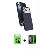 MARSİLYAN™- iPhone 17 Pro Kılıf İz Işık Koleksiyonu - Şeffaf 360 Full Body Arka Koruyucu + Turuncu Raze Metal Kamera Lens