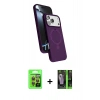 MARSİLYAN™- iPhone 17 Pro Kılıf İz Işık Koleksiyonu - Şeffaf 360 Full Body Arka Koruyucu + Turuncu Raze Metal Kamera Lens
