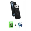 MARSİLYAN™- iPhone 17 Pro Kılıf İz Işık Koleksiyonu - Siyah 3D Antistatik Cam Ekran Koruyucu + Raze Metal Kamera Lens - GS