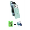 MARSİLYAN™- iPhone 17 Pro Kılıf İz Işık Koleksiyonu - Siyah 3D Antistatik Cam Ekran Koruyucu + Raze Metal Kamera Lens - GS