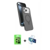 MARSİLYAN™- iPhone 17 Pro Kılıf İz Işık Koleksiyonu - Siyah 3D Antistatik Cam Ekran Koruyucu + Raze Metal Kamera Lens - GS