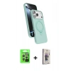 MARSİLYAN™- iPhone 17 Pro Kılıf İz Işık Koleksiyonu - Siyah Bilvis 3D Cam Ekran Koruyucu + Gümüş Raze Metal Kamera Lens