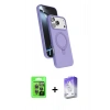 MARSİLYAN™- iPhone 17 Pro Kılıf İz Işık Koleksiyonu - Siyah Bilvis 5in1 3D Magic Cam Ekran Koruyucu + Raze Metal Kamera Lens - GI