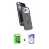 MARSİLYAN™- iPhone 17 Pro Kılıf İz Işık Koleksiyonu - Siyah Bilvis 5in1 3D Magic Cam Ekran Koruyucu + Raze Metal Kamera Lens - GI