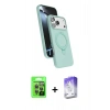 MARSİLYAN™- iPhone 17 Pro Kılıf İz Işık Koleksiyonu - Siyah Bilvis 5in1 3D Magic Cam Ekran Koruyucu + Raze Metal Kamera Lens - GI