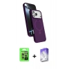 MARSİLYAN™- iPhone 17 Pro Kılıf İz Işık Koleksiyonu - Siyah Bilvis 5in1 3D Magic Cam Ekran Koruyucu + Raze Metal Kamera Lens - GI