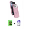 MARSİLYAN™- iPhone 17 Pro Kılıf İz Işık Koleksiyonu - Siyah Bilvis 5in1 3D Magic Cam Ekran Koruyucu + Turuncu Raze Metal Kamera Lens