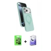 MARSİLYAN™- iPhone 17 Pro Kılıf İz Işık Koleksiyonu - Siyah Bilvis 5in1 5D Magic Hayalet Cam Ekran Koruyucu + Raze Metal Kamera Lens - GS